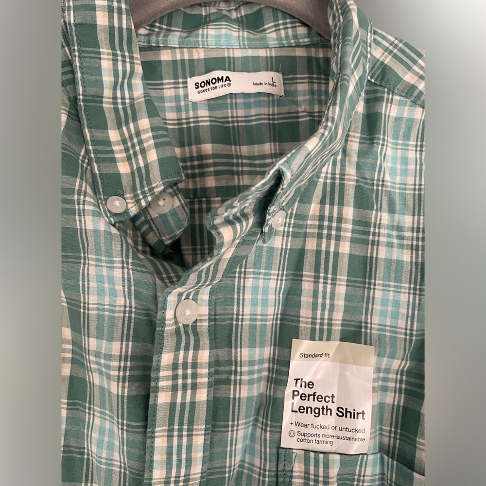 Lot of 3 men’s size Large Sonoma long sleeve gingham/plaid button downs